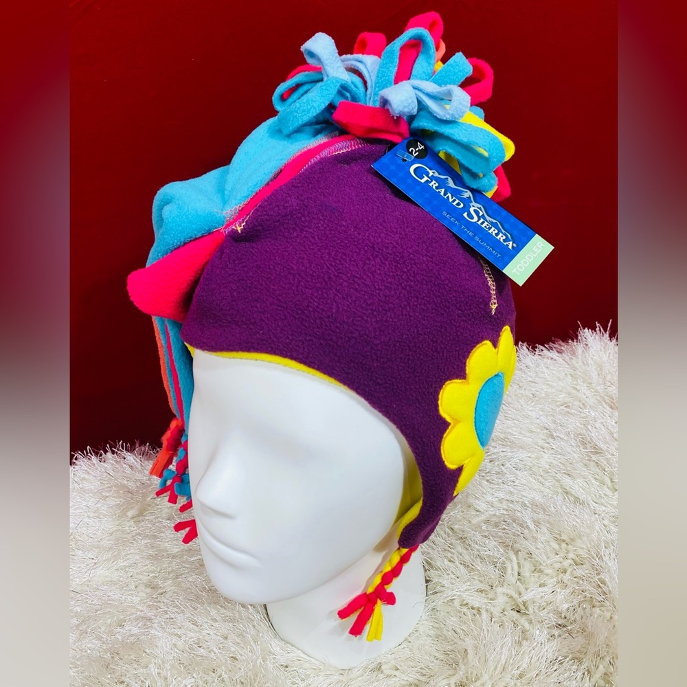 Girls Multi Color Cute Flower Warm Comfort Beanie